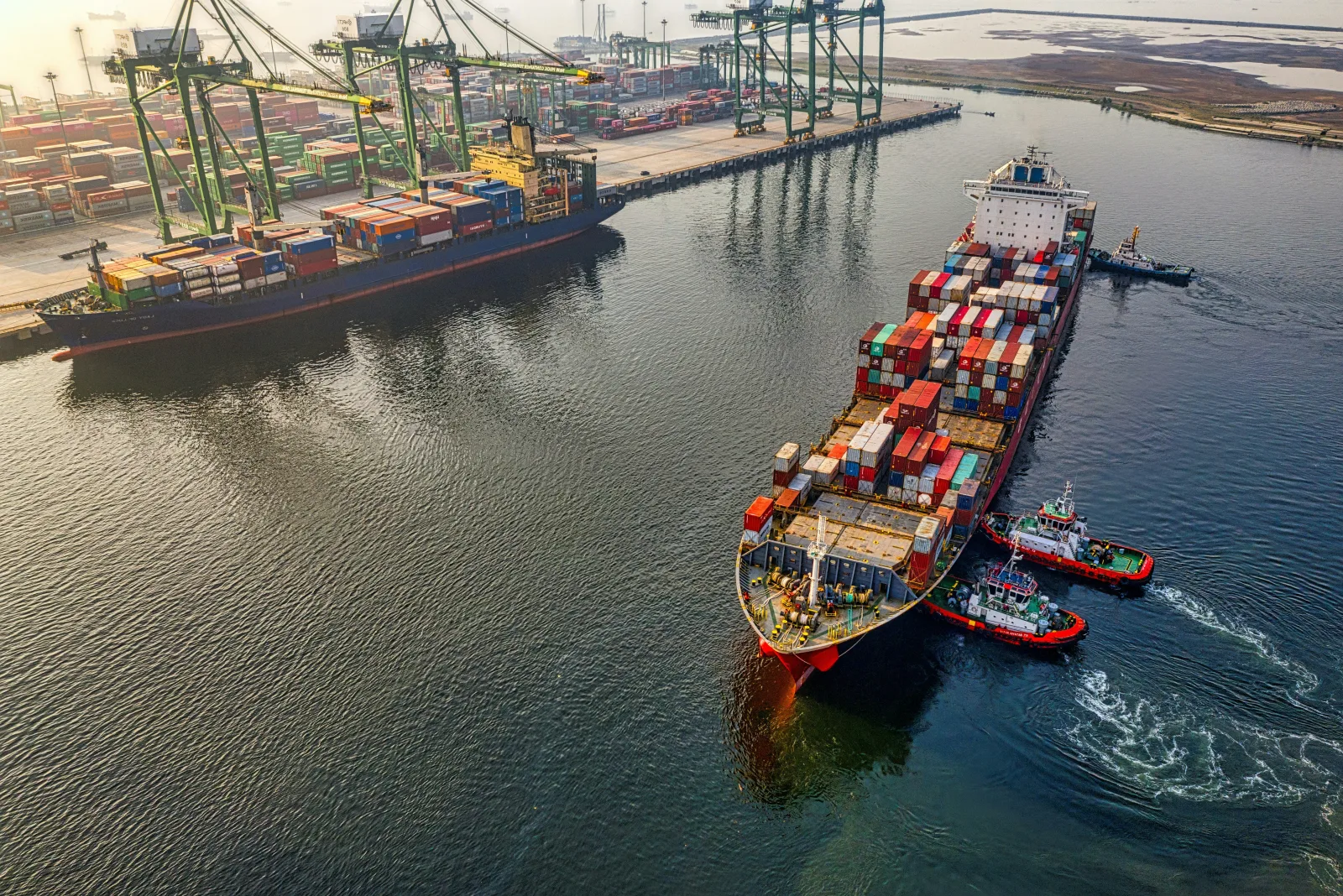Cargo ship at sea